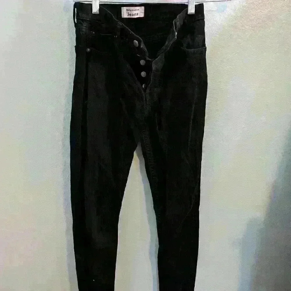Reformation Serena high crop skinny jean size 27 black denim